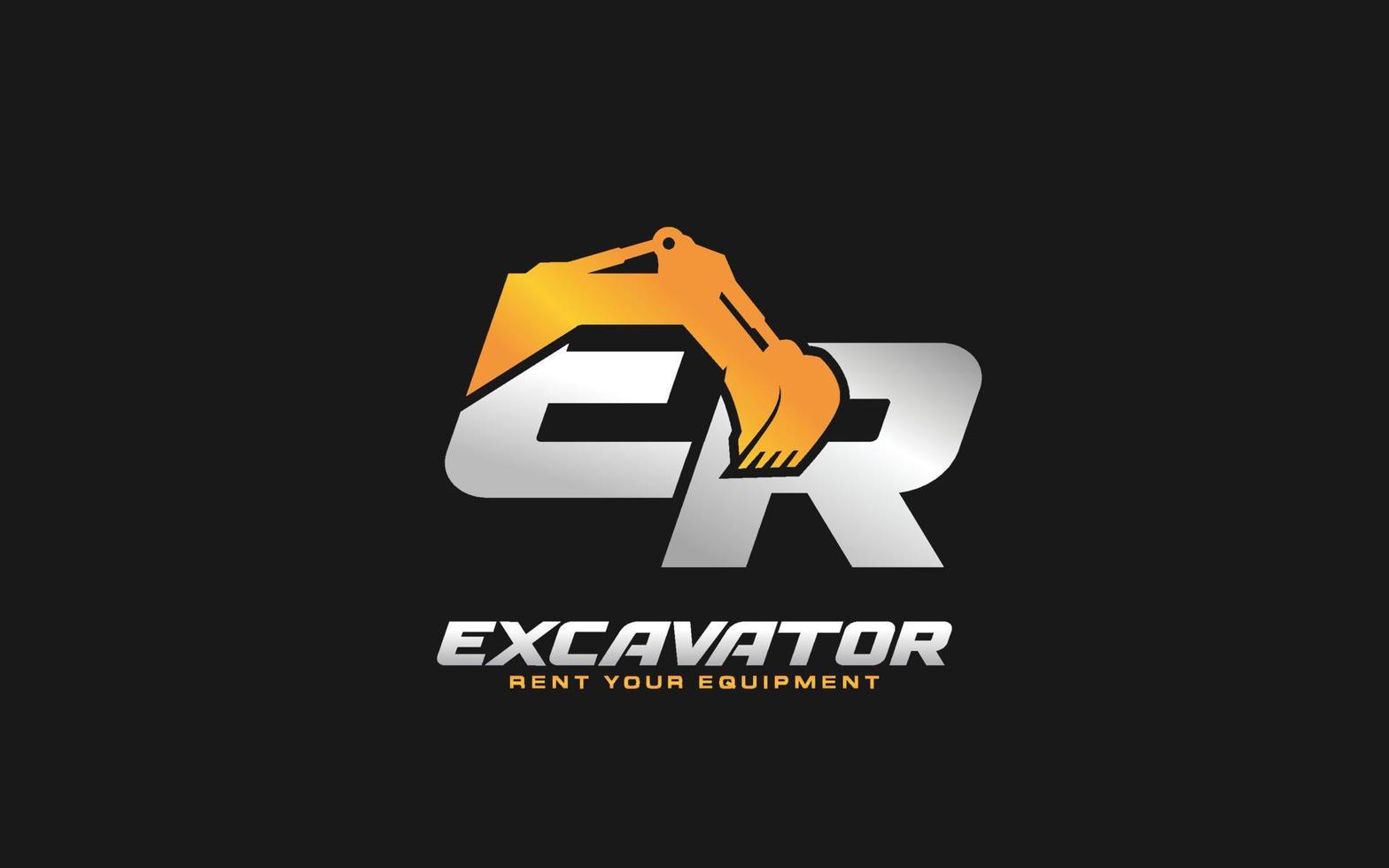 excavatrice logo er pour entreprise de construction. illustration vectorielle de modèle d'équipement lourd pour votre marque. vecteur