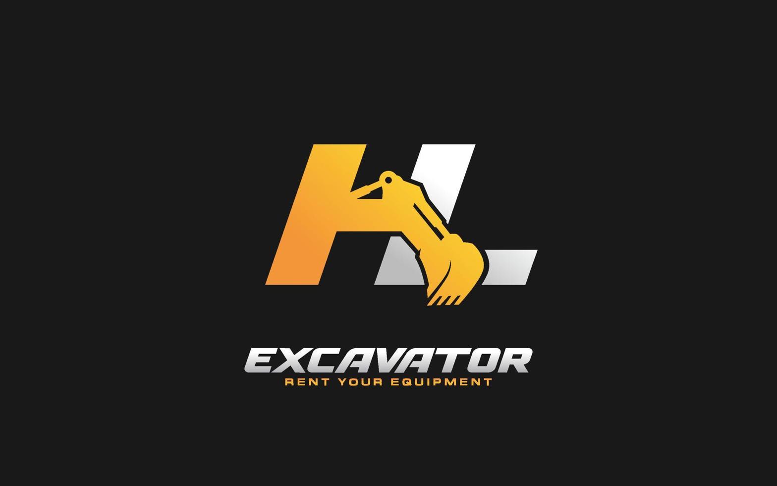 excavatrice logo hl pour entreprise de construction. illustration vectorielle de modèle d'équipement lourd pour votre marque. vecteur