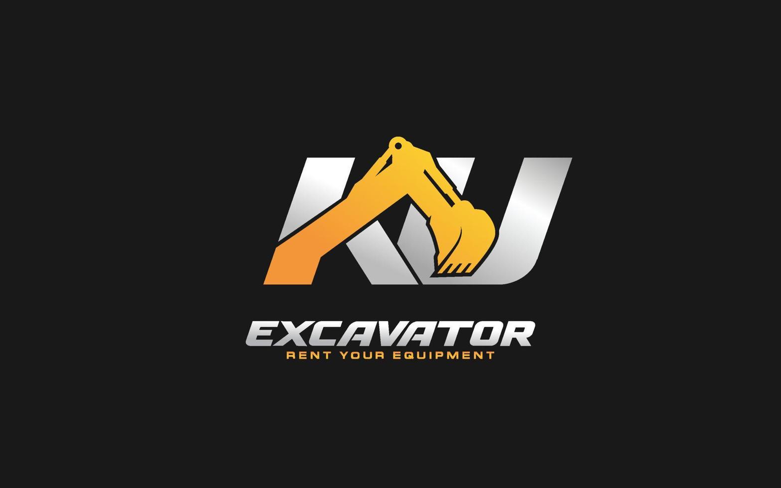 excavatrice logo ku pour entreprise de construction. illustration vectorielle de modèle d'équipement lourd pour votre marque. vecteur