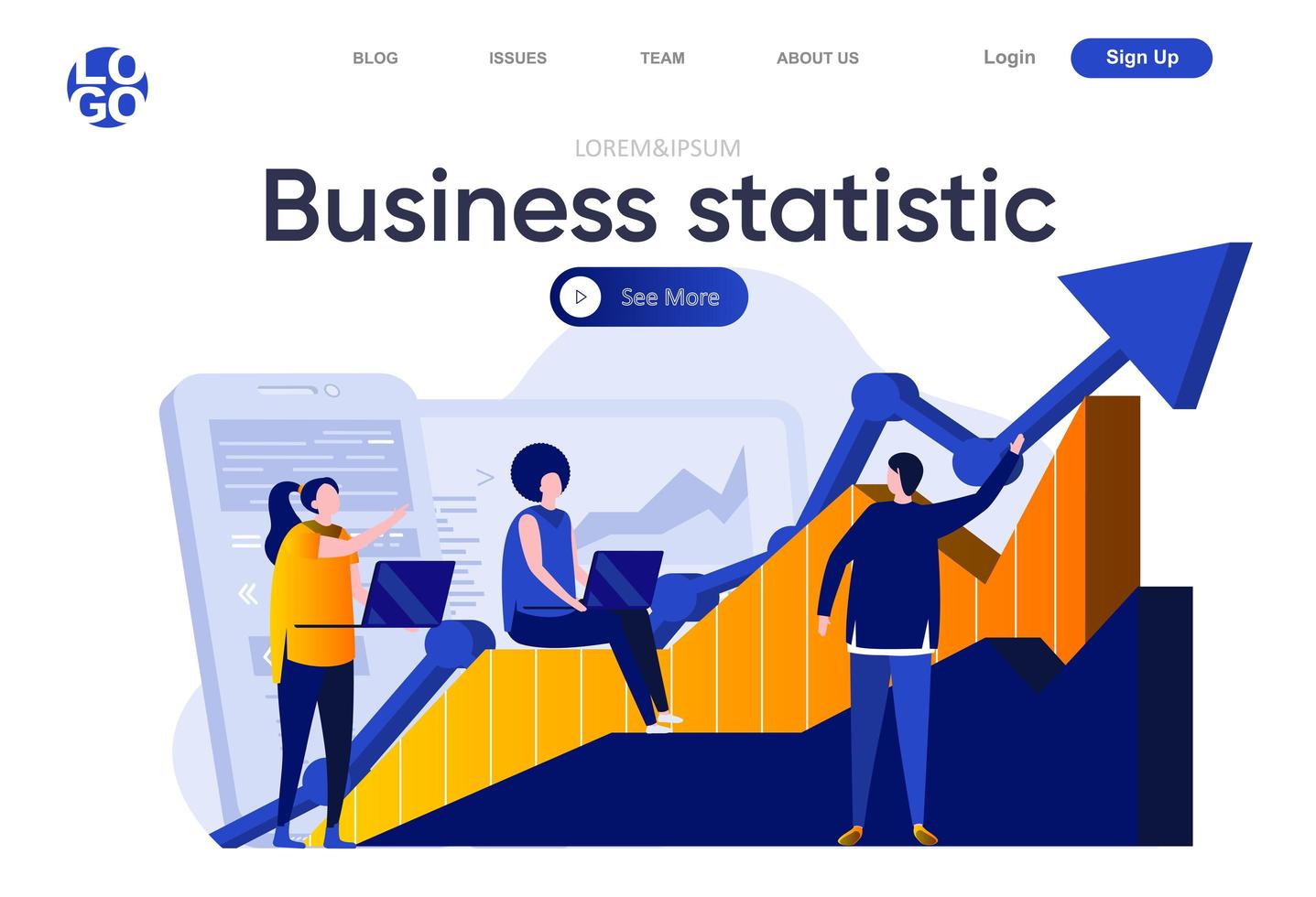 page de destination plate de statistiques commerciales vecteur