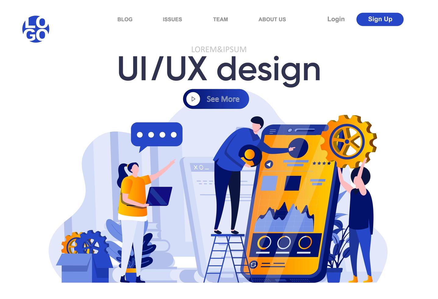 ui ux design page de destination plate vecteur