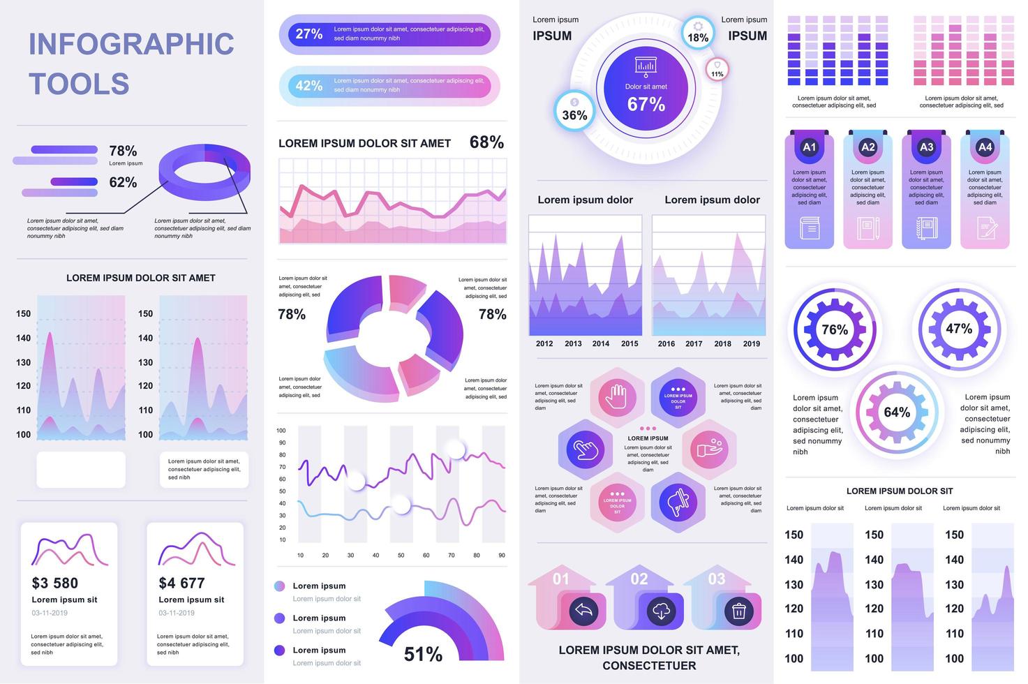 bundle of ui, ux, kit éléments infographiques vecteur