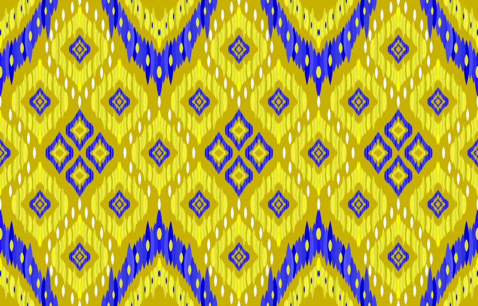 motifs ikat dorés. style rétro vintage tribal géométrique. modèle sans couture de tissu ethnique ikat. illustration vectorielle d'impression ikat aztèque navajo indien. conception pour le textile de vêtements de texture de toile de fond. vecteur