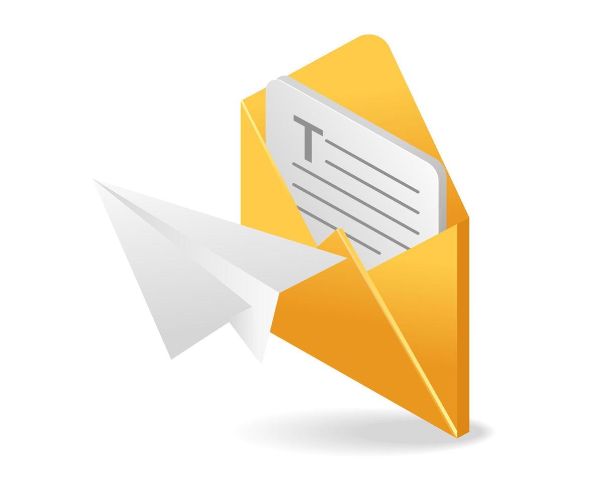 isométrique plat 3d illustration concept d'envoyer une lettre e-mail vecteur