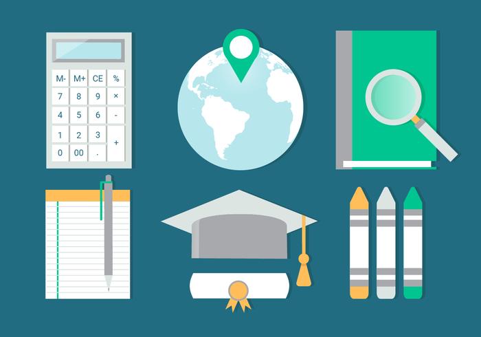 Free Flat Design Vector Retour aux éléments de l'école