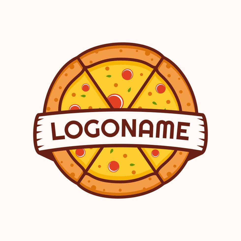 modèle de logo de pizza, adapté au restaurant, au food truck et au café vecteur