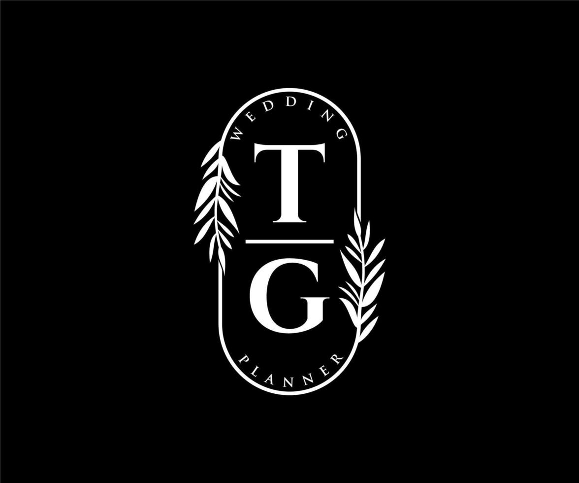 tg initiales lettre mariage monogramme logos collection, modèles minimalistes et floraux modernes dessinés à la main pour cartes d'invitation, réservez la date, identité élégante pour restaurant, boutique, café en image vectorielle vecteur