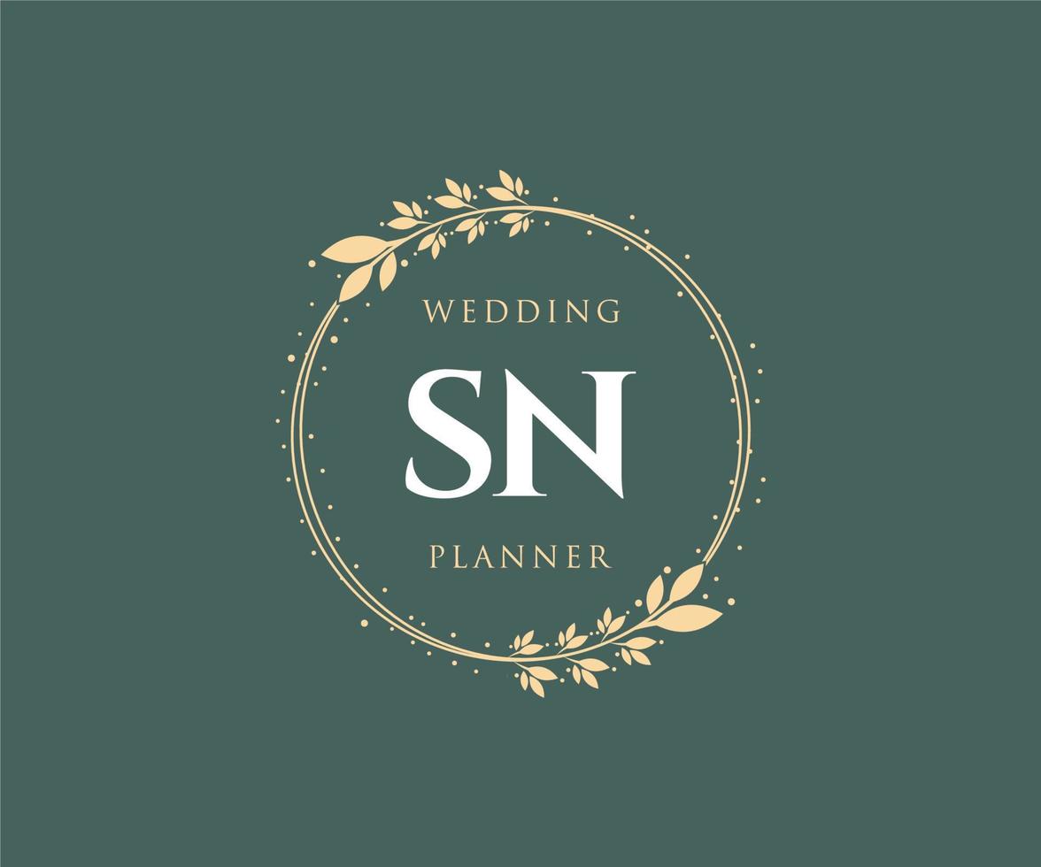 sn initiales lettre mariage monogramme logos collection, modèles minimalistes et floraux modernes dessinés à la main pour cartes d'invitation, réservez la date, identité élégante pour restaurant, boutique, café en image vectorielle vecteur