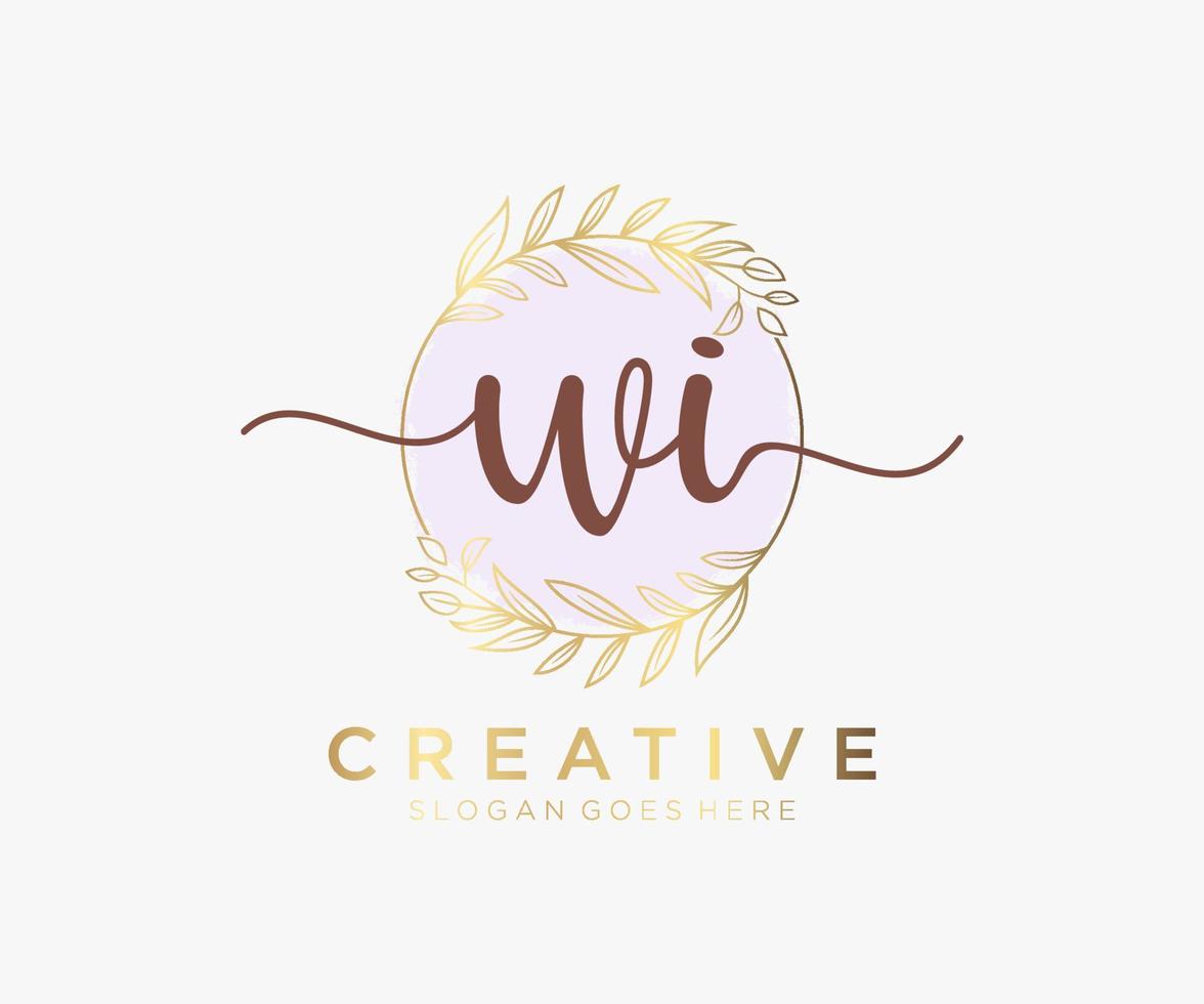 initiale wi logo féminin. utilisable pour les logos nature, salon, spa, cosmétique et beauté. élément de modèle de conception de logo vectoriel plat.