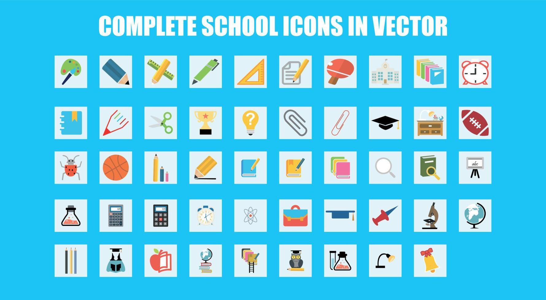 toutes les icônes de l'école fichier vectoriel adobe illustrator artwork