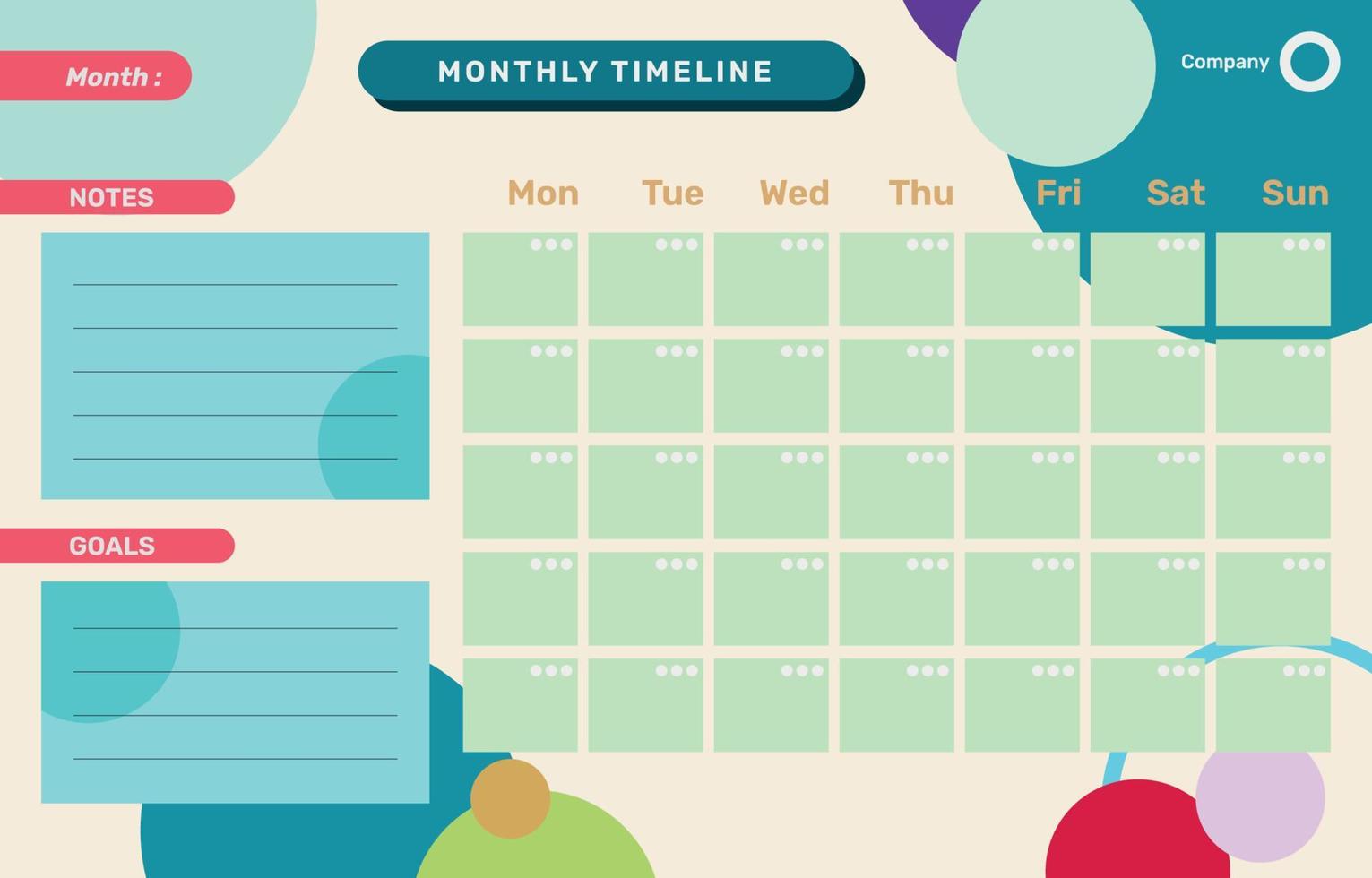 modèle de calendrier mensuel vecteur