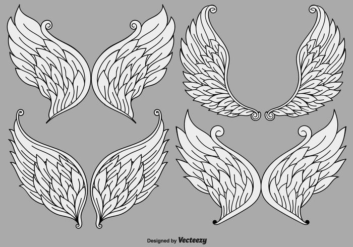 Ensemble vectoriel d'ailes d'ange de dessin animé
