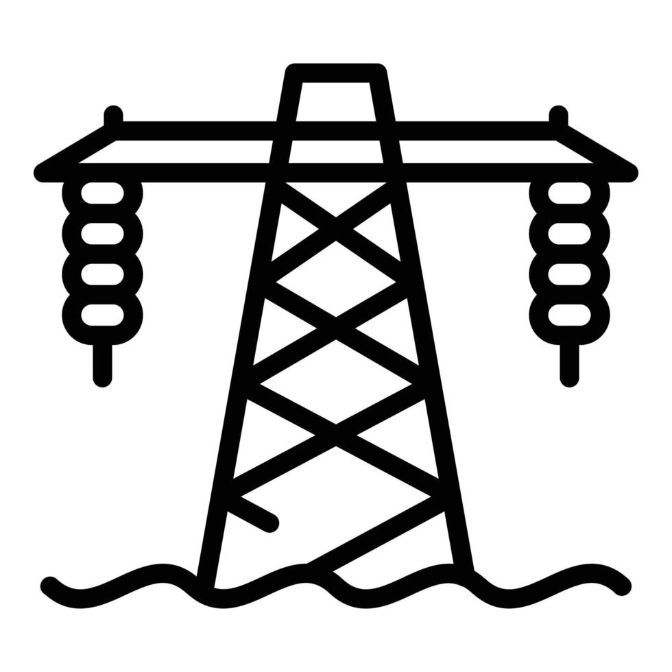 icône de la tour hydroélectrique, style de contour vecteur