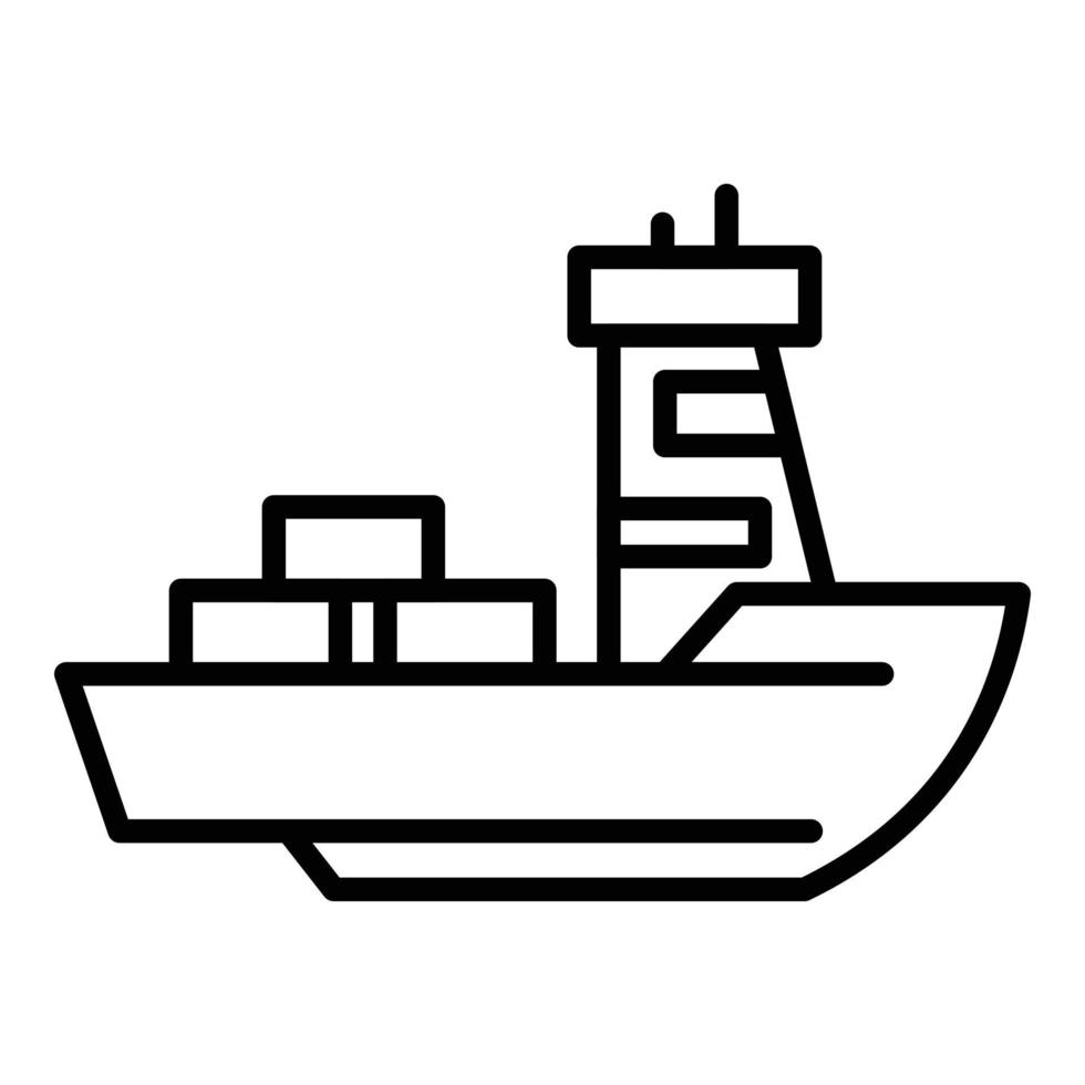 bateau avec icône cargo, style de contour vecteur