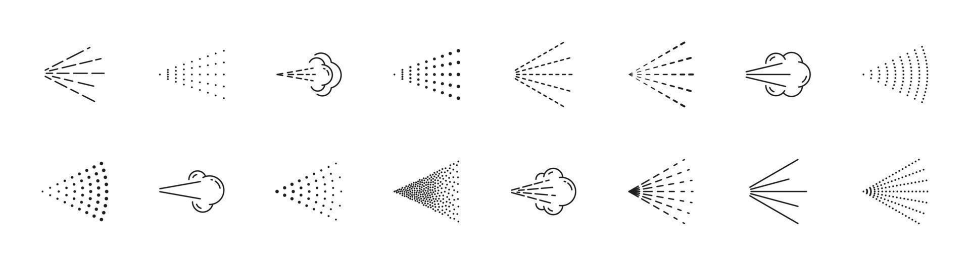 eau, icônes ou pictogrammes de contour de pulvérisation de parfum vecteur