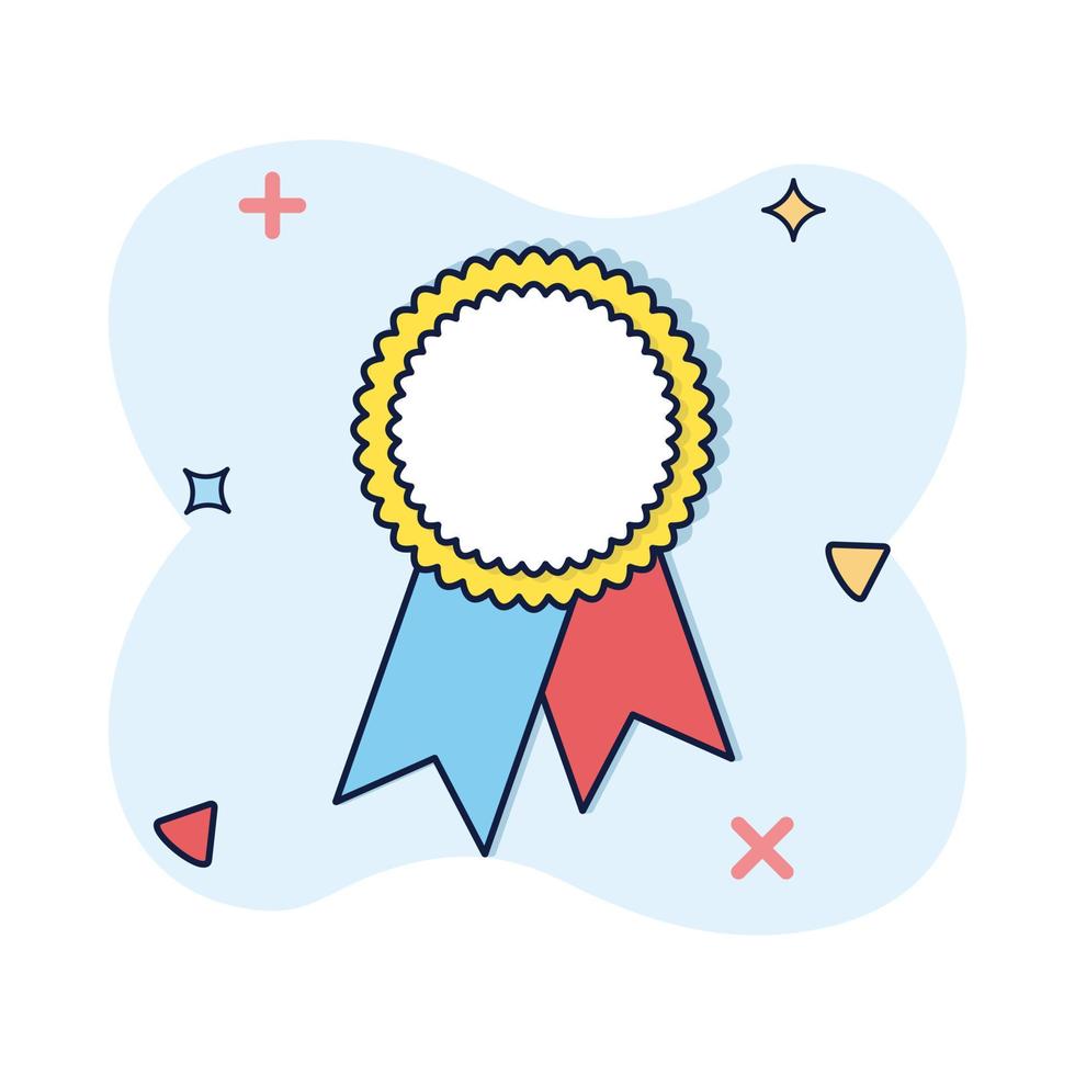 médaille de gagnant de dessin animé de vecteur avec illustration étoile et ruban dans le style comique