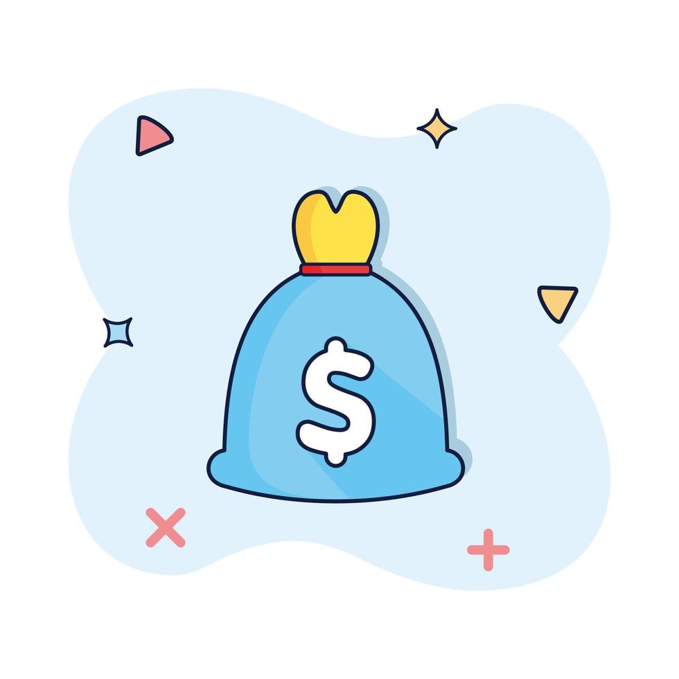 illustration vectorielle. sac de banque bleu avec signe dollar. argent liquide. symbole de la banque, de l'économie et de la finance vecteur