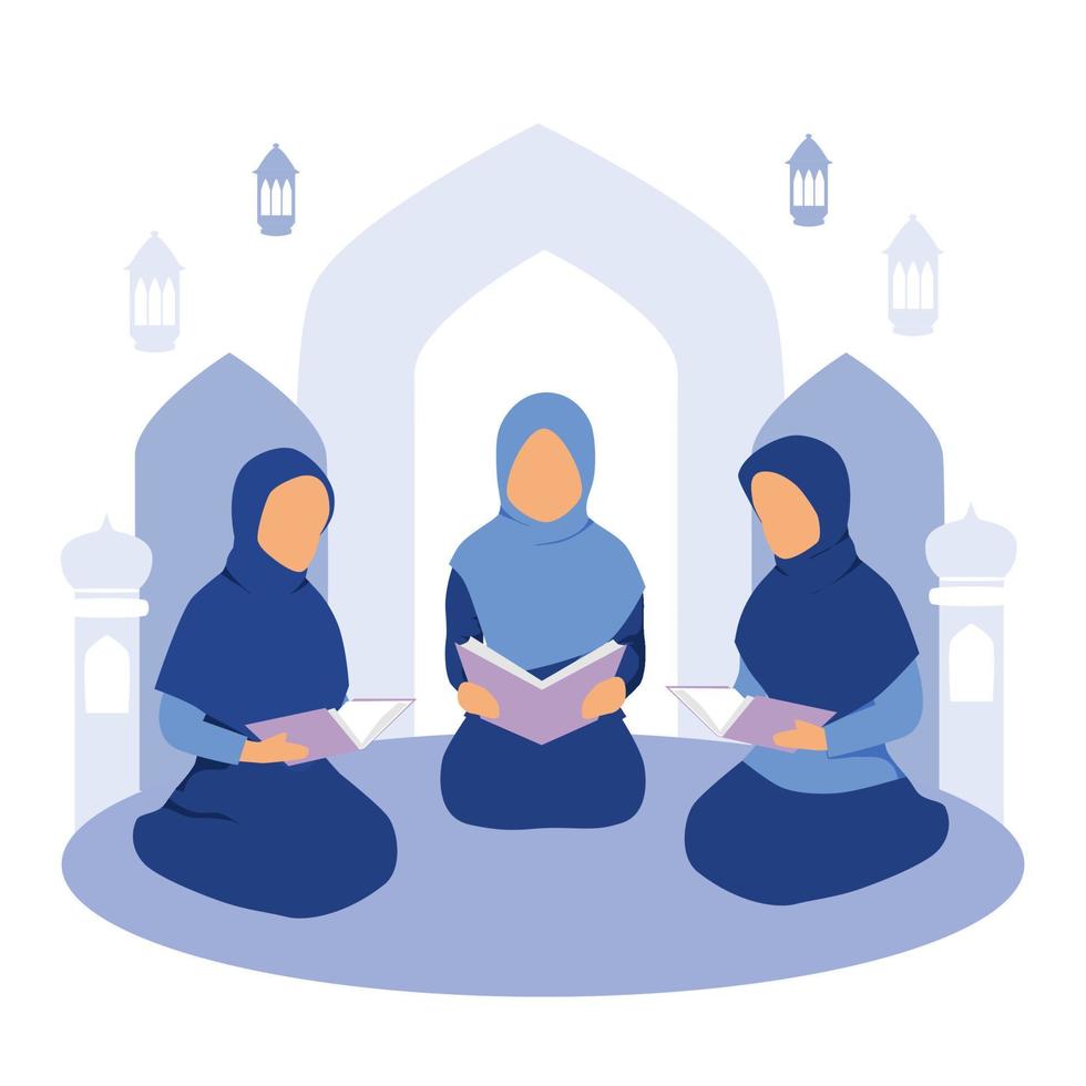 illustration islamique du coran de lecture musulman ensemble vecteur