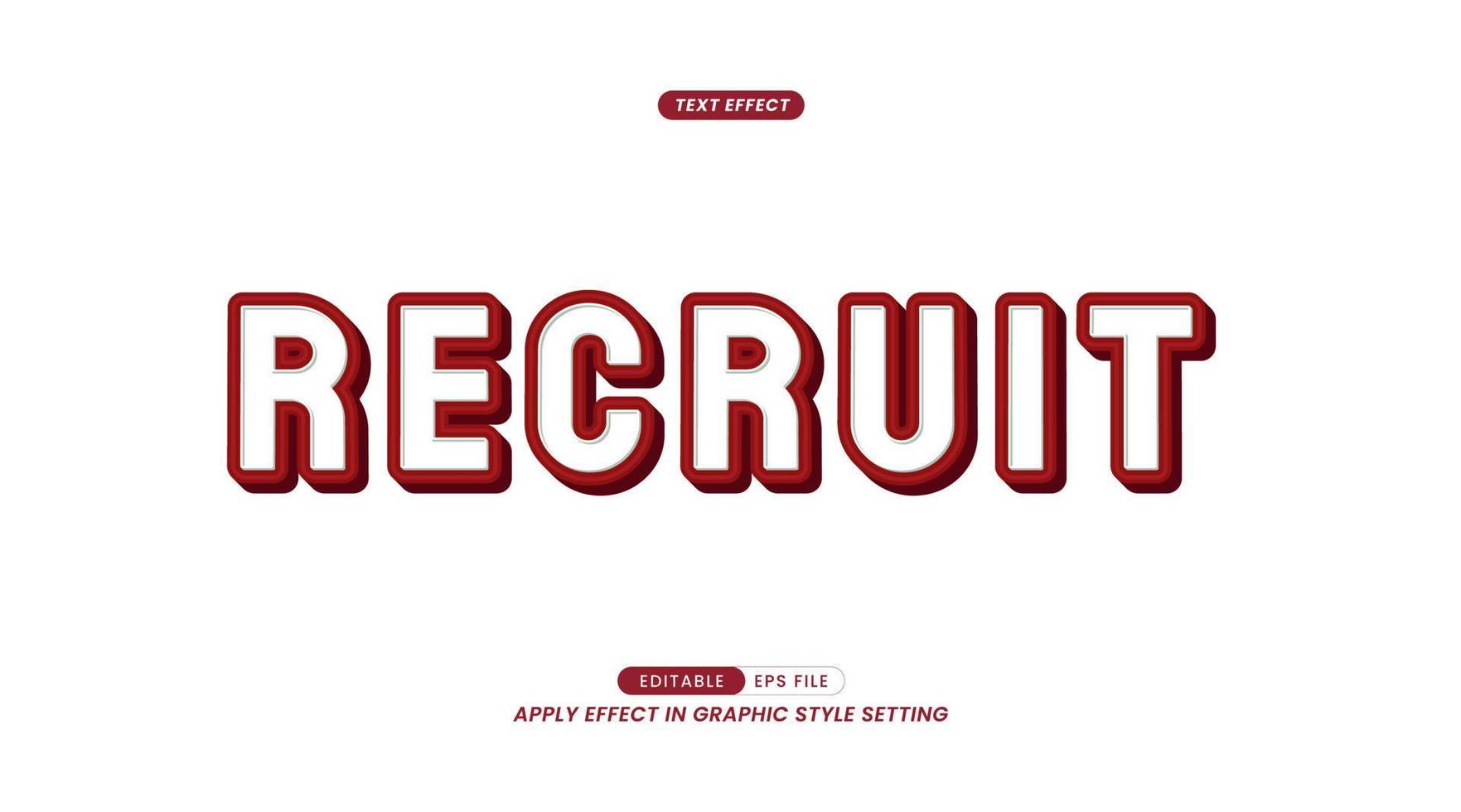 effet de texte - recruter sur fond moderne texturé marron. le texte peut être modifié et cet effet peut être utilisé dans les paramètres de style graphique vecteur