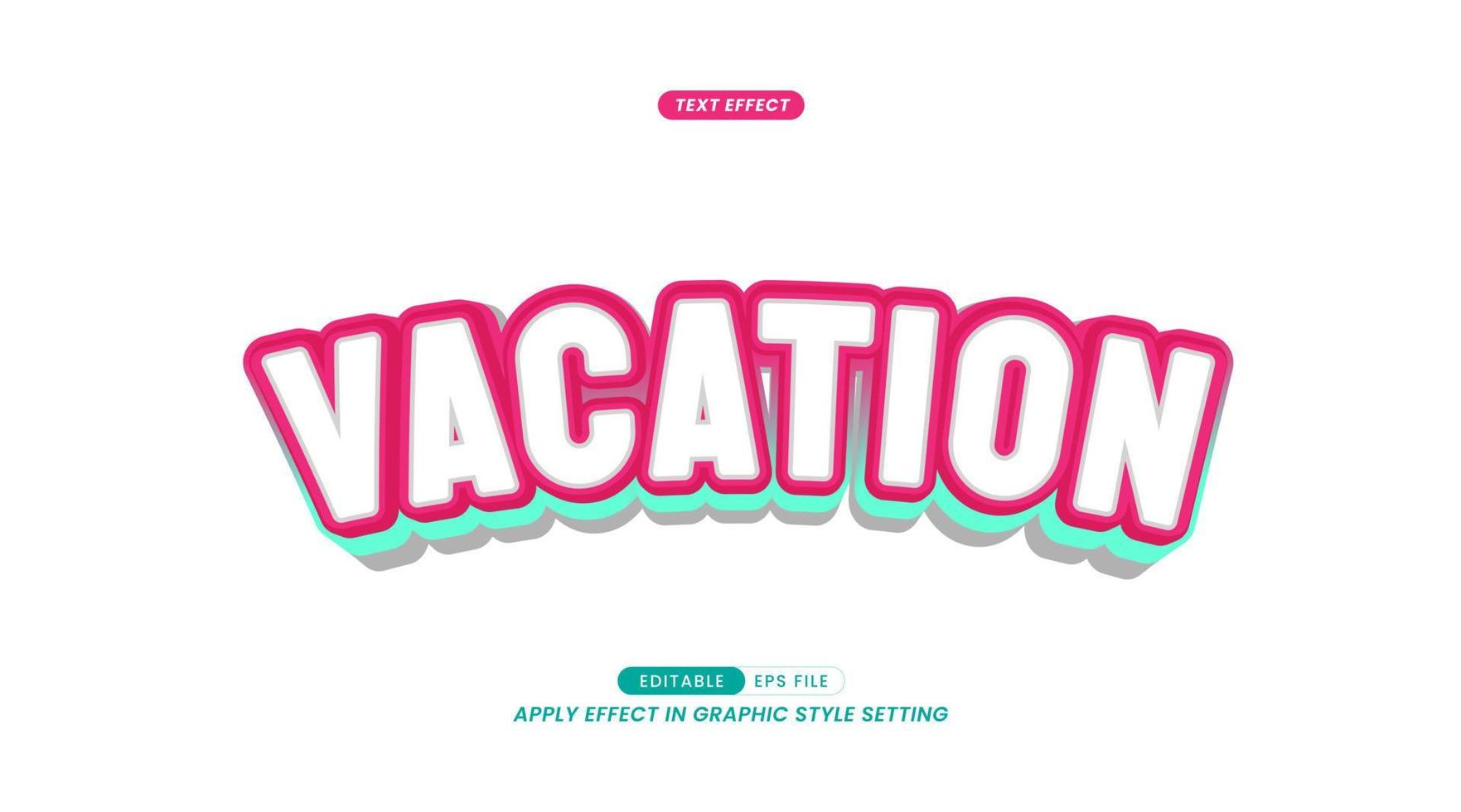 effet de texte - slogan de vacances. avec des modèles de lettres colorées en 3D. vecteur