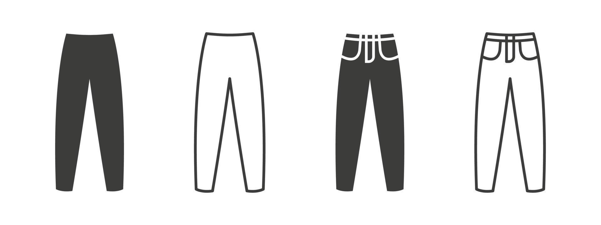 icônes de pantalons. les jeans ou les pantalons pour hommes signent des icônes. symbole vestimentaire. illustration vectorielle vecteur