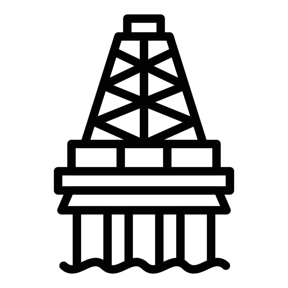 icône de plate-forme de forage en mer électrique, style de contour vecteur
