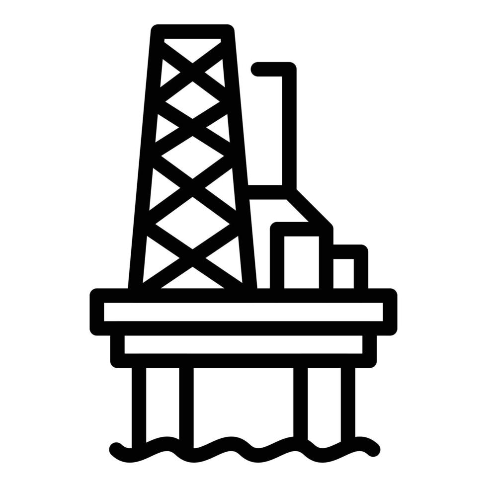 icône de plate-forme de forage en mer de barrage, style de contour vecteur