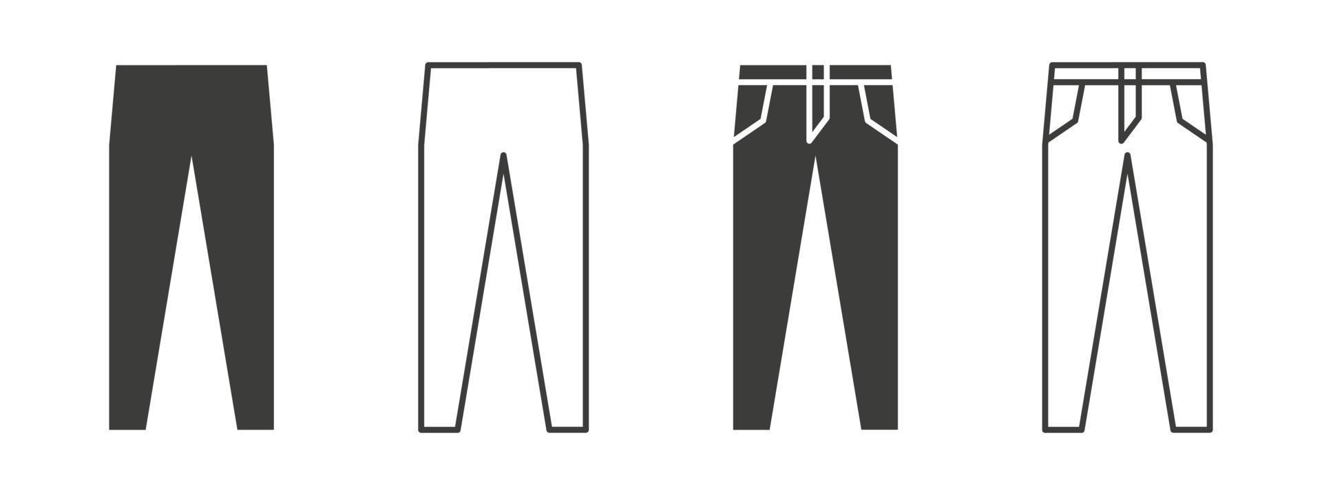 icônes de pantalons. icônes de jeans ou de pantalons. symbole vestimentaire. illustration vectorielle vecteur