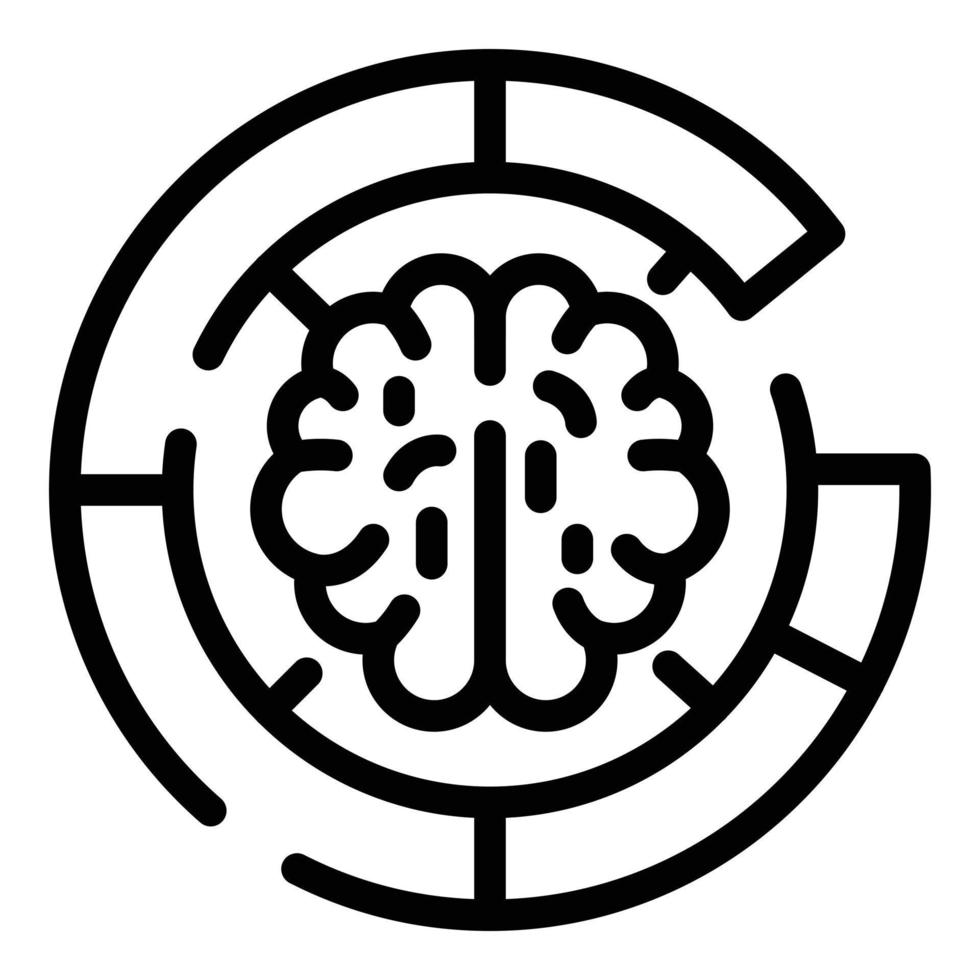 icône de labyrinthe de cerveau, style de contour vecteur