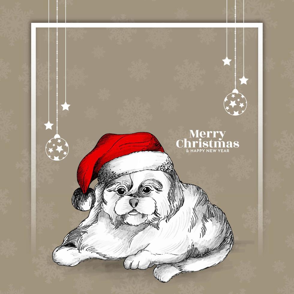 fond de festival joyeux noël avec un design de chien mignon vecteur