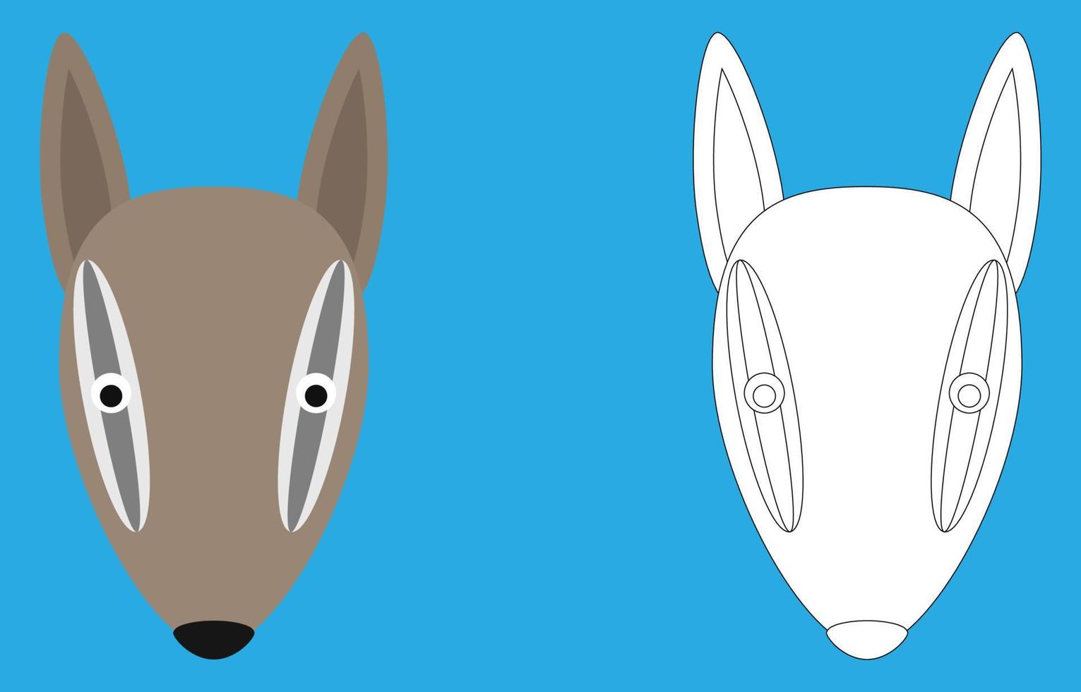 personnage de dessin animé de visage engourdi. joli livre de coloriage de visage d'animal numbat pour les enfants. illustration vectorielle. contour icône numbat tête. logo de visage de dessin animé. vecteur