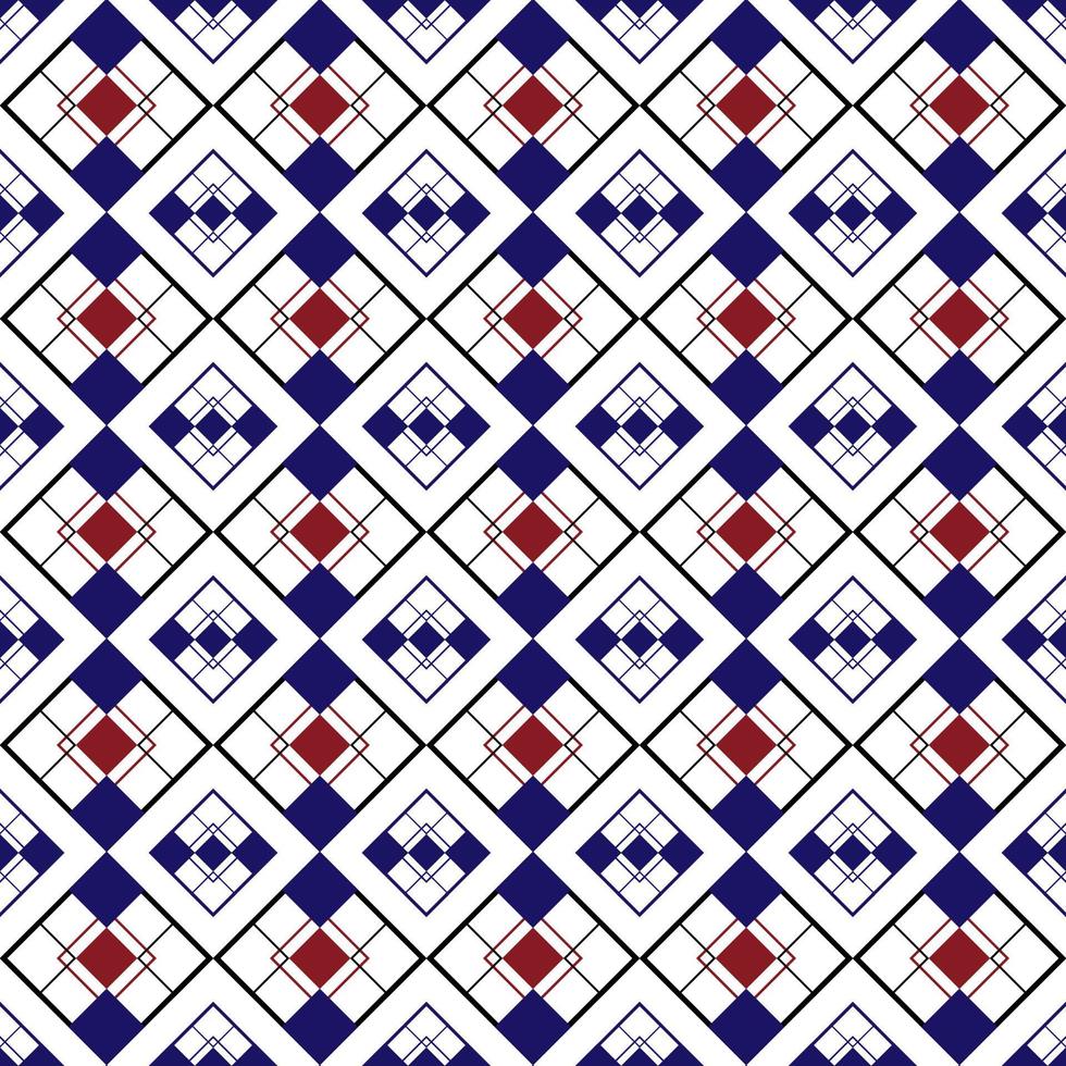 lignes géométriques abstraites motif sans couture rayures graphiques arrière-plan en forme de losange carré. conception moderne de couleur bleu marine rouge et blanc pour le textile, le papier peint, les vêtements, la toile de fond, la tuile, l'emballage, le tissu vecteur