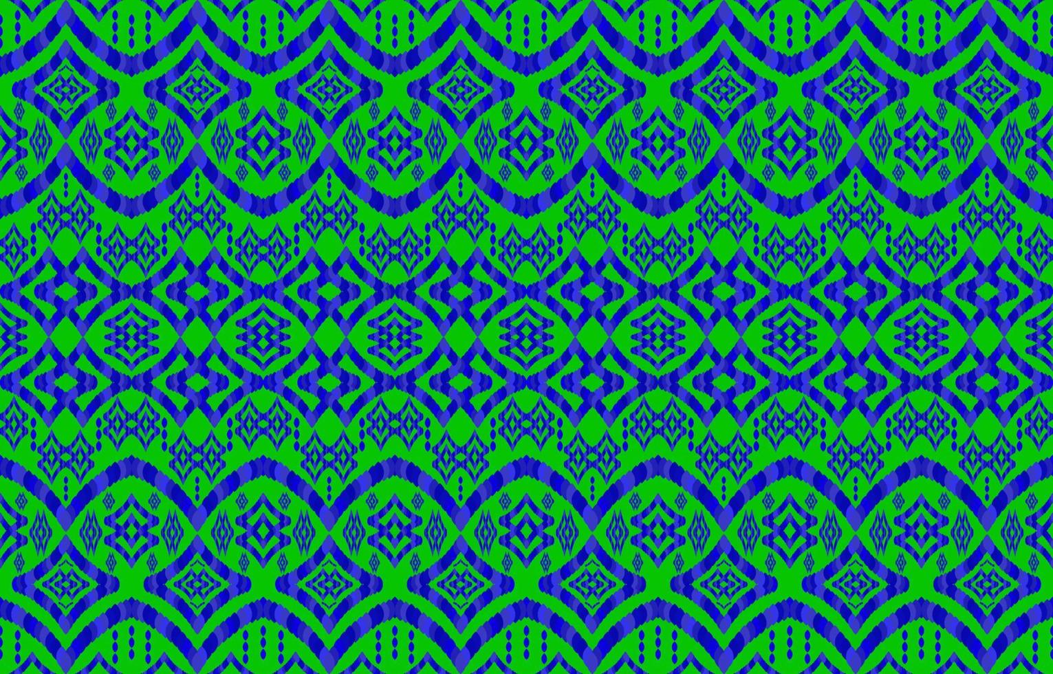 motifs ikat bleu-vert. style rétro vintage tribal géométrique. modèle sans couture de tissu ethnique ikat. illustration vectorielle d'impression ikat aztèque navajo indien. conception pour le textile de vêtements de texture de toile de fond. vecteur