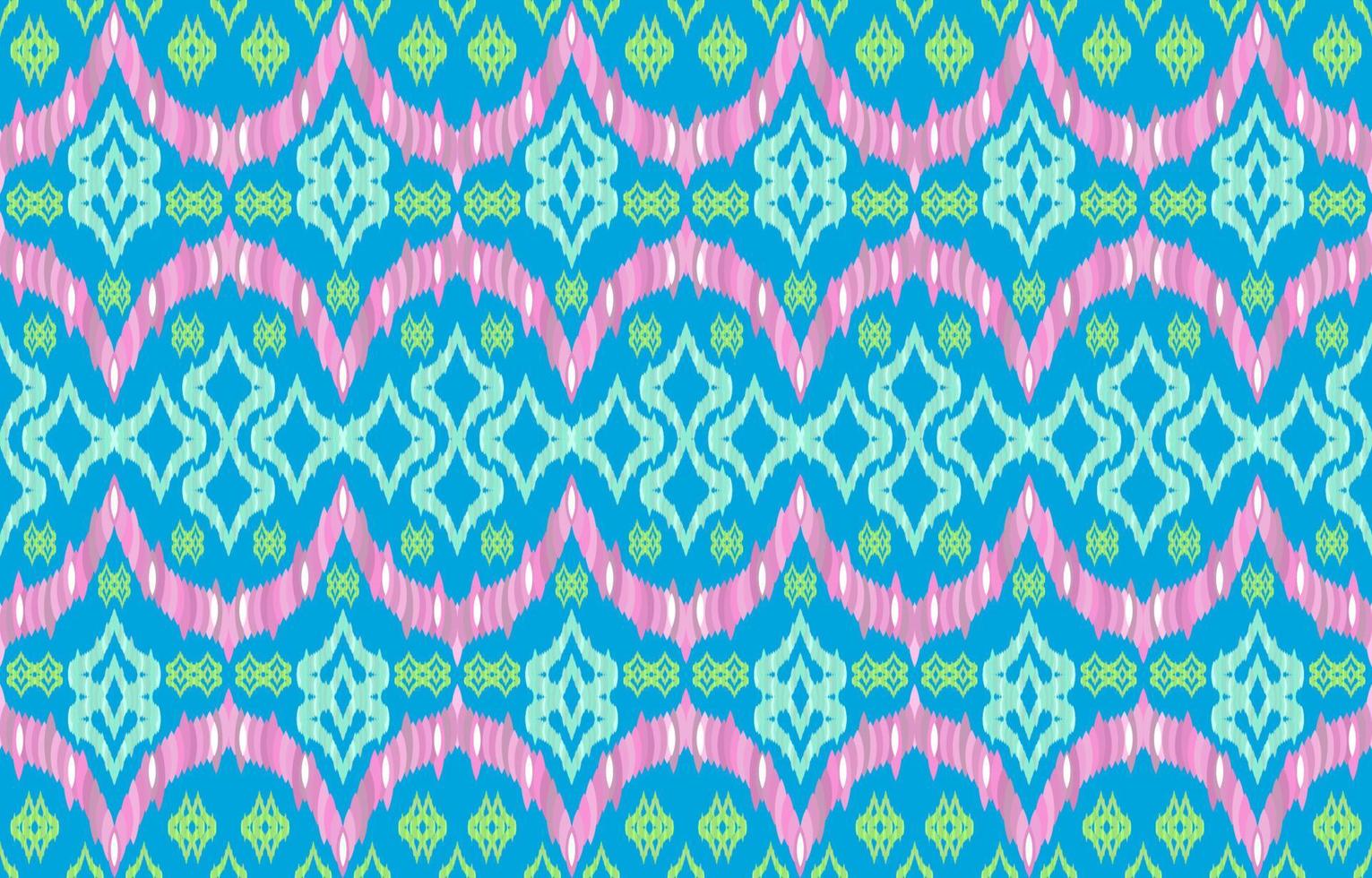 motifs ikat de couleur pastel. motif géométrique style rétro vintage. modèle sans couture de tissu ethnique ikat. illustration vectorielle d'impression folklorique indienne navajo ikat. conception pour le textile de vêtements de texture de toile de fond. vecteur