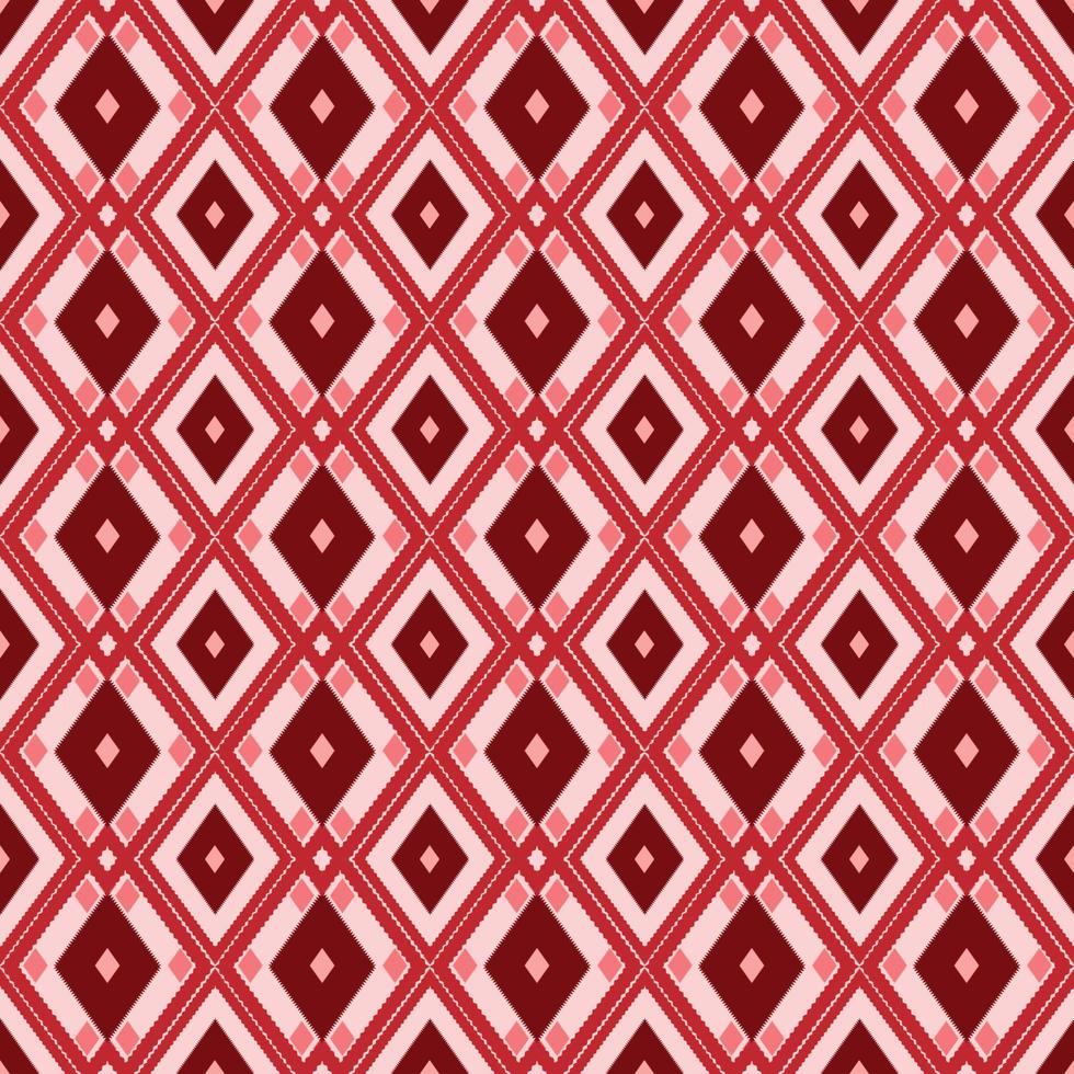 motif géométrique sans couture en forme de triangle de diamant rouge foncé sur fond rose clair. tissu de ligne ethnique orné de motifs sans couture vecteur design rétro moderne pour le textile, le papier peint, les vêtements, la toile de fond.