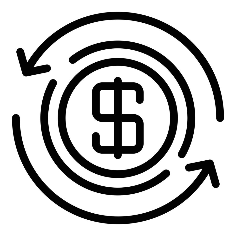 icône de cercle dollar, style de contour vecteur