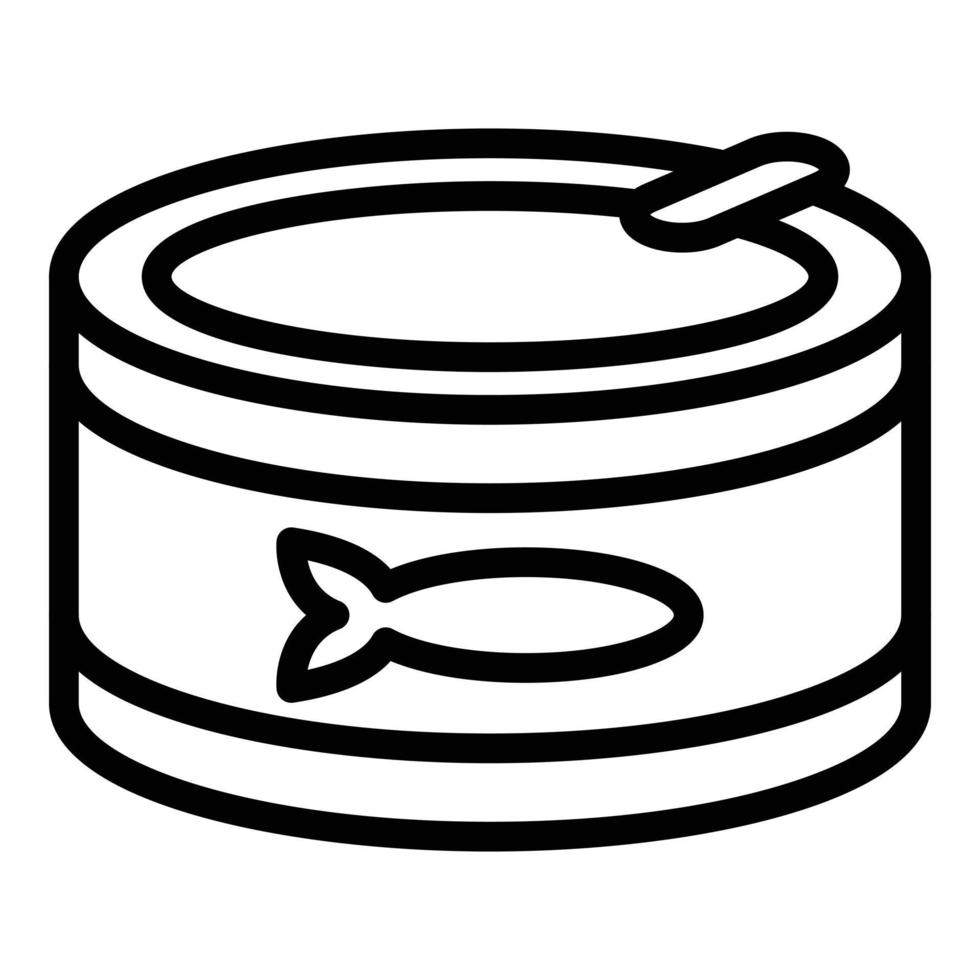 icône de poisson en conserve, style de contour vecteur