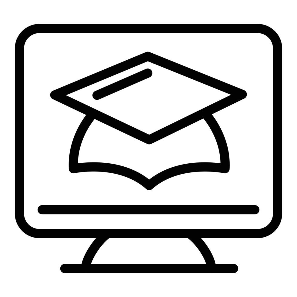 icône de l'école en ligne de diplôme, style de contour vecteur