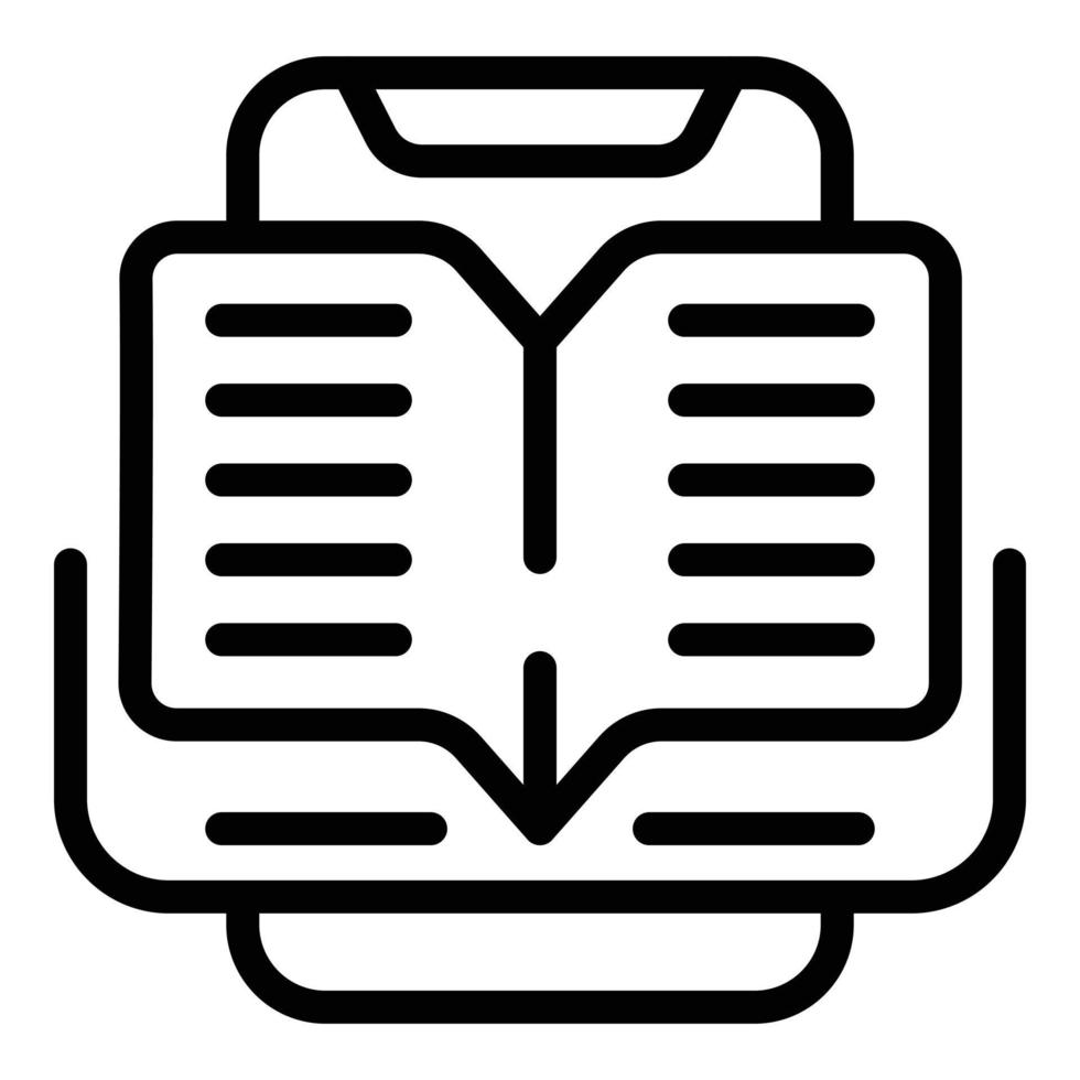 icône d'éducation de livre en ligne, style de contour vecteur