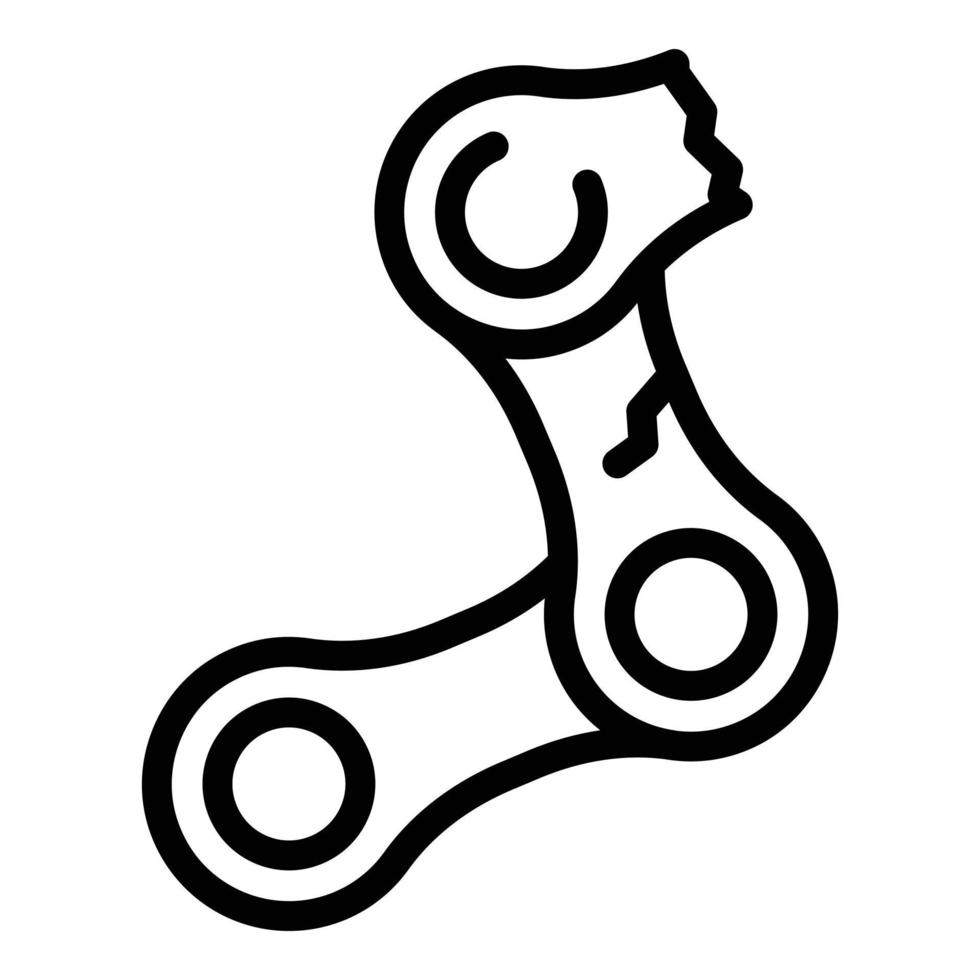 icône de chaîne de réparation de vélo, style de contour vecteur