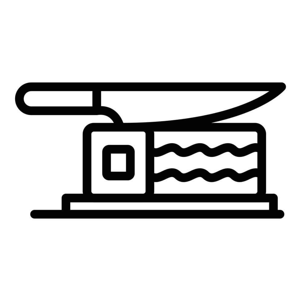 icône de sushi de couteau de restaurant, style de contour vecteur