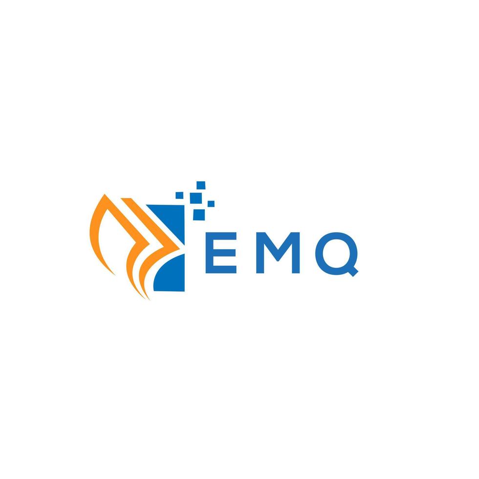 création de logo de comptabilité de réparation de crédit emq sur fond blanc. concept de logo de lettre de graphique de croissance des initiales créatives emq. création de logo de financement d'entreprise emq. vecteur