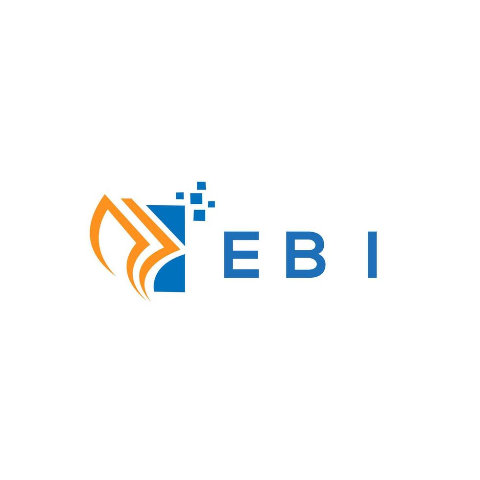 création de logo de comptabilité de réparation de crédit ebi sur fond blanc. concept de logo de lettre de graphique de croissance des initiales créatives ebi. création de logo de financement d'entreprise ebi. vecteur