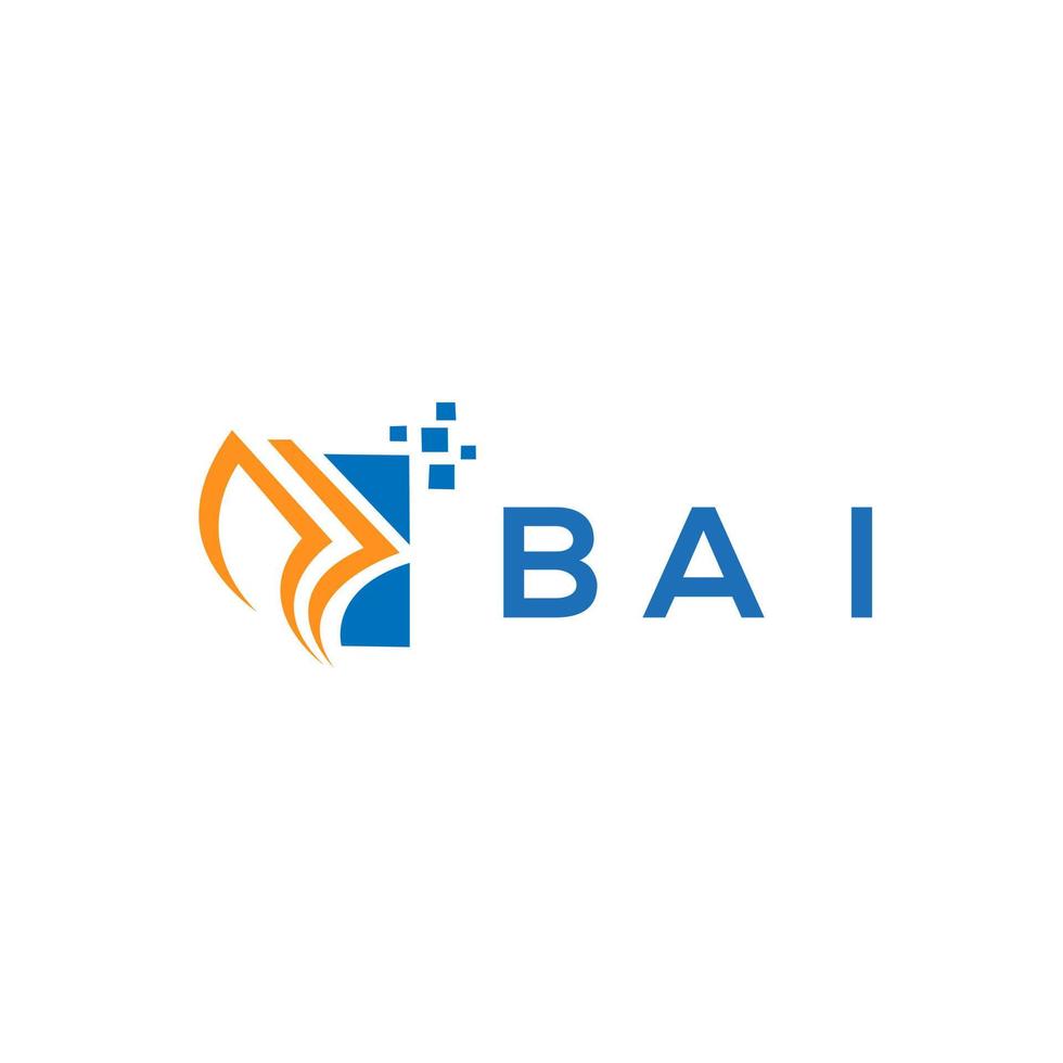 création de logo de comptabilité de réparation de crédit bai sur fond blanc. bai creative initiales croissance graphique lettre logo concept. vecteur