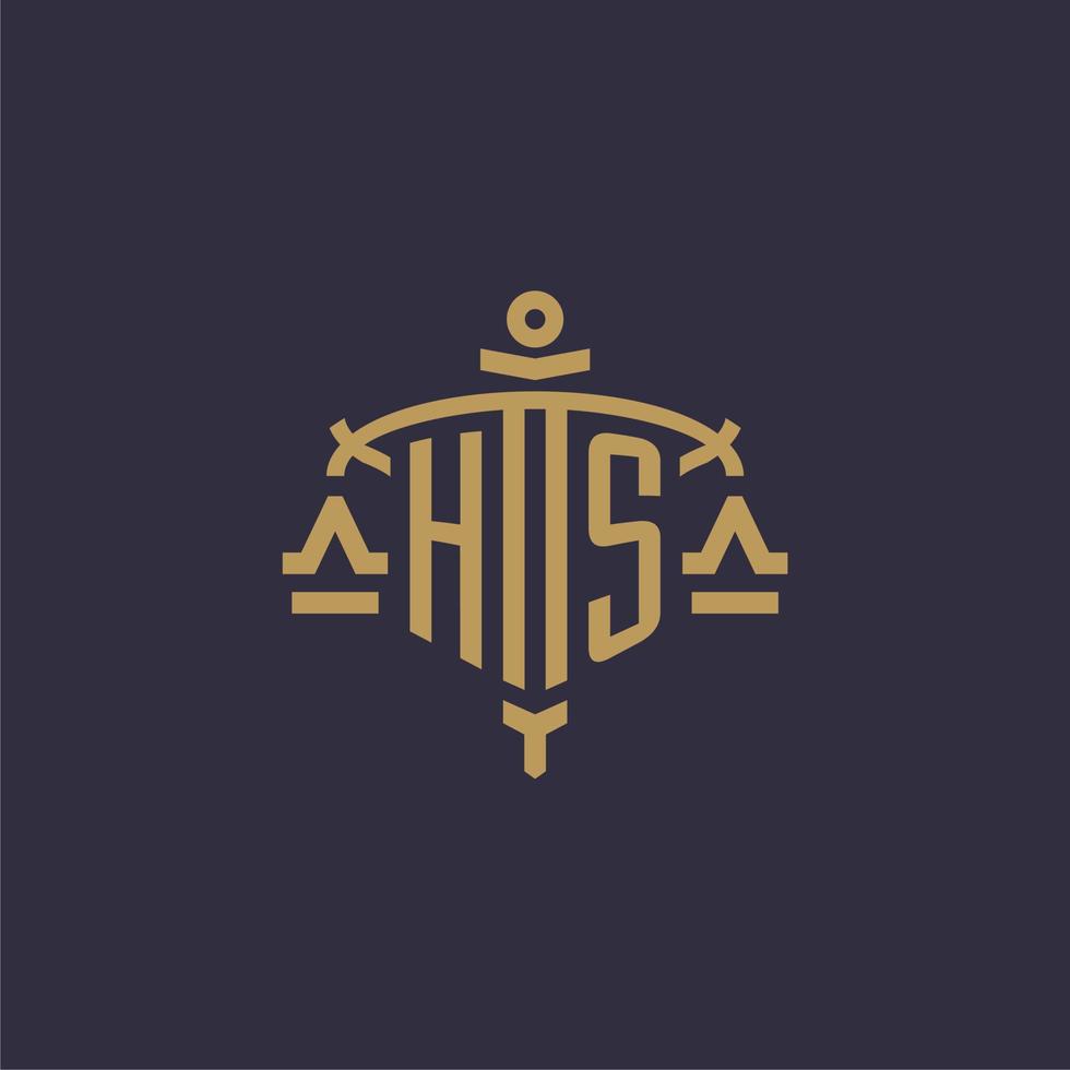 logo monogramme hs pour cabinet juridique avec échelle géométrique et style épée vecteur