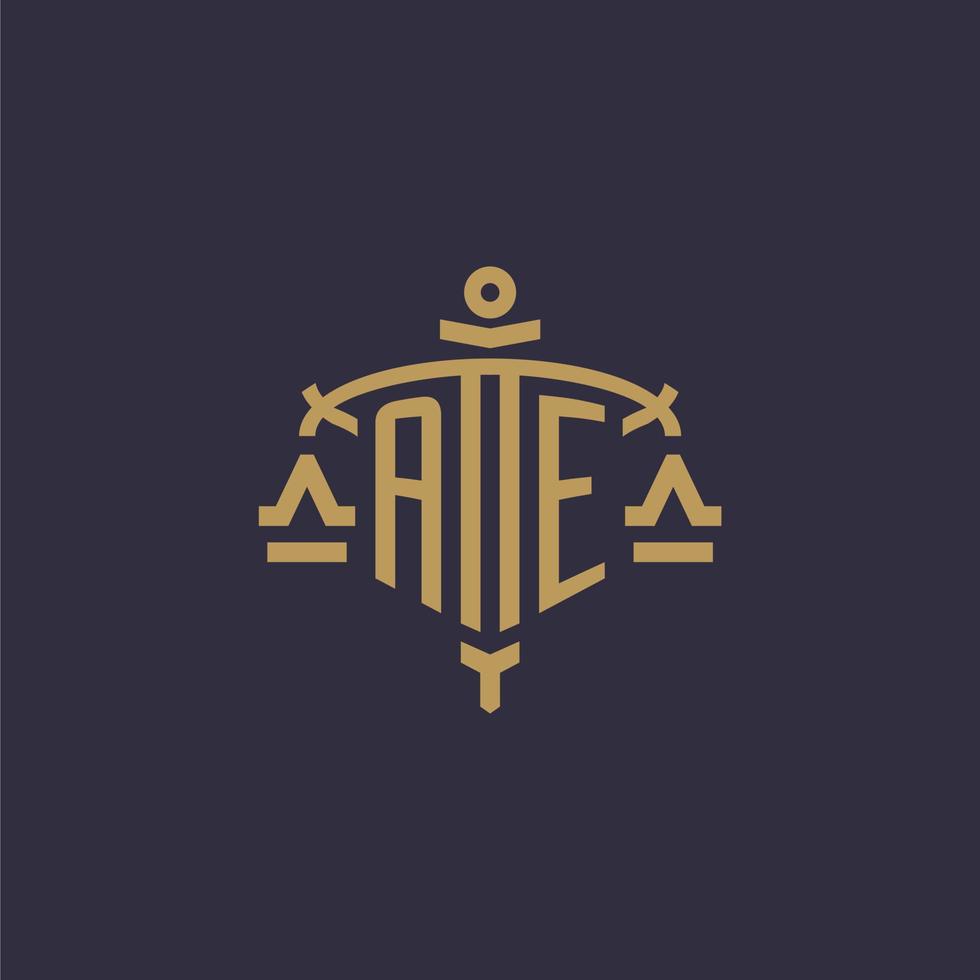 logo monogramme ae pour cabinet juridique avec échelle géométrique et style épée vecteur
