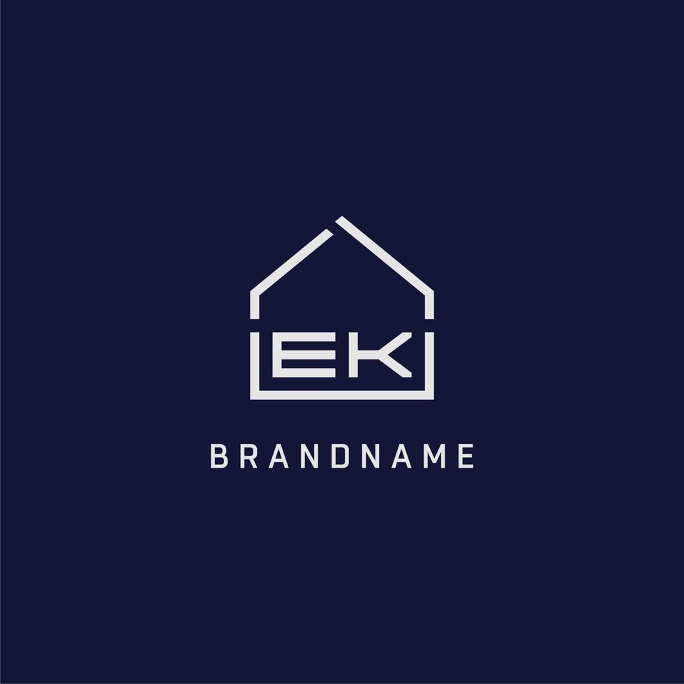 lettre initiale ek toit idées de conception de logo immobilier vecteur