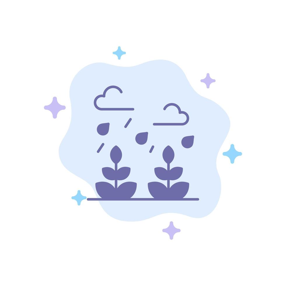 icône bleue de la vie des feuilles de croissance de l'environnement sur fond de nuage abstrait vecteur