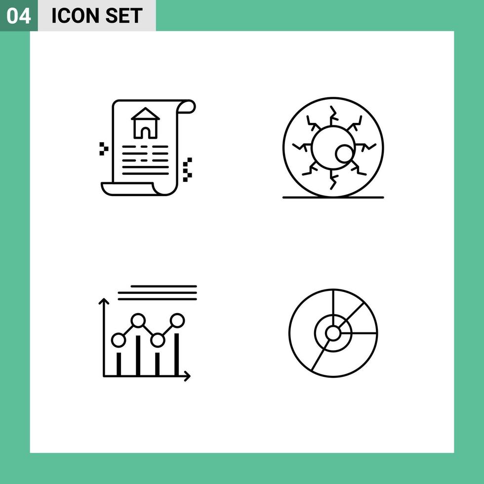 4 icônes créatives signes et symboles modernes du tableau de document sanglant globe oculaire croissance de la rétine éléments de conception vectoriels modifiables vecteur