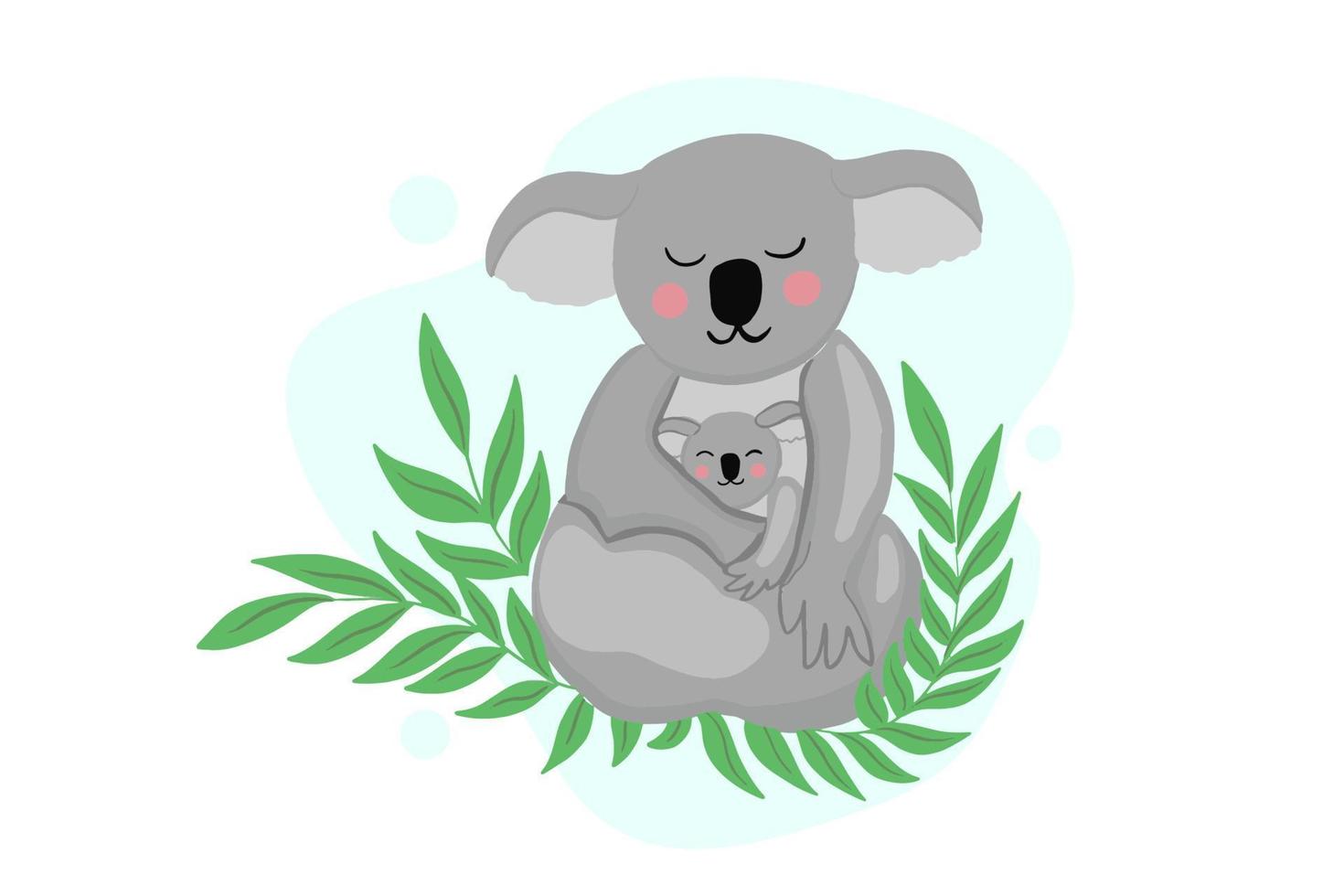 maman koala et son bébé sur l'eucalyptus. illustration vectorielle vecteur